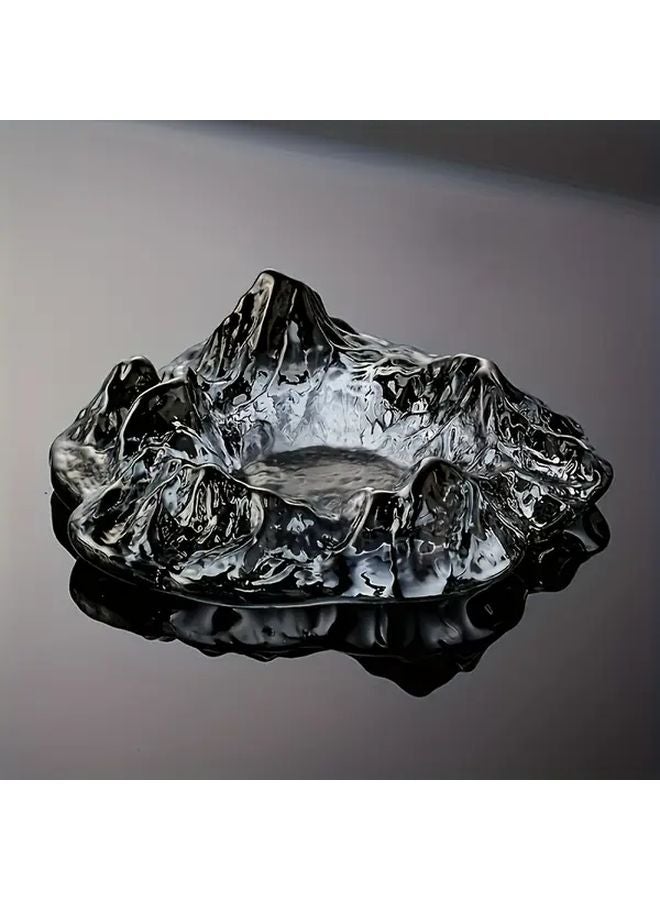 Iceberg Style Ashtray With Non Spill Ash Catcher And Lid Modern Marble Glass Design - Image 4